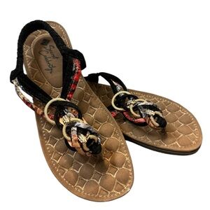 Secret Celebrity Braided Bling Boho Thong Sandals NWT Size 6